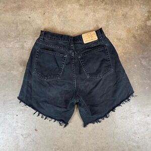 Vintage Eddie Bauer Black denim shorts with frayed hem Women's size 10